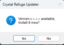 Crystal Refuge install popup
