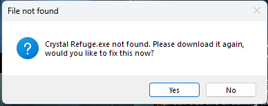 File not found popup